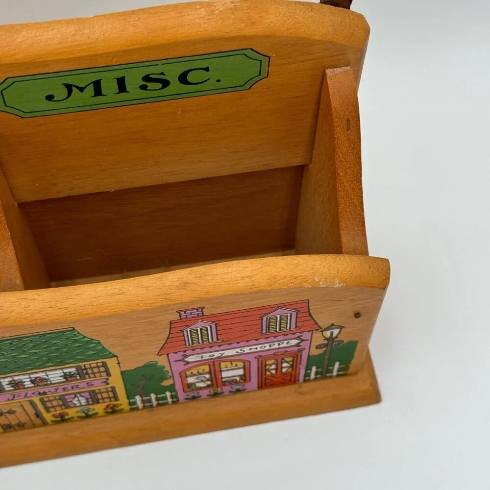 Vintage Wooden  Wall Hanging Letter Holder kitsch kitchen office